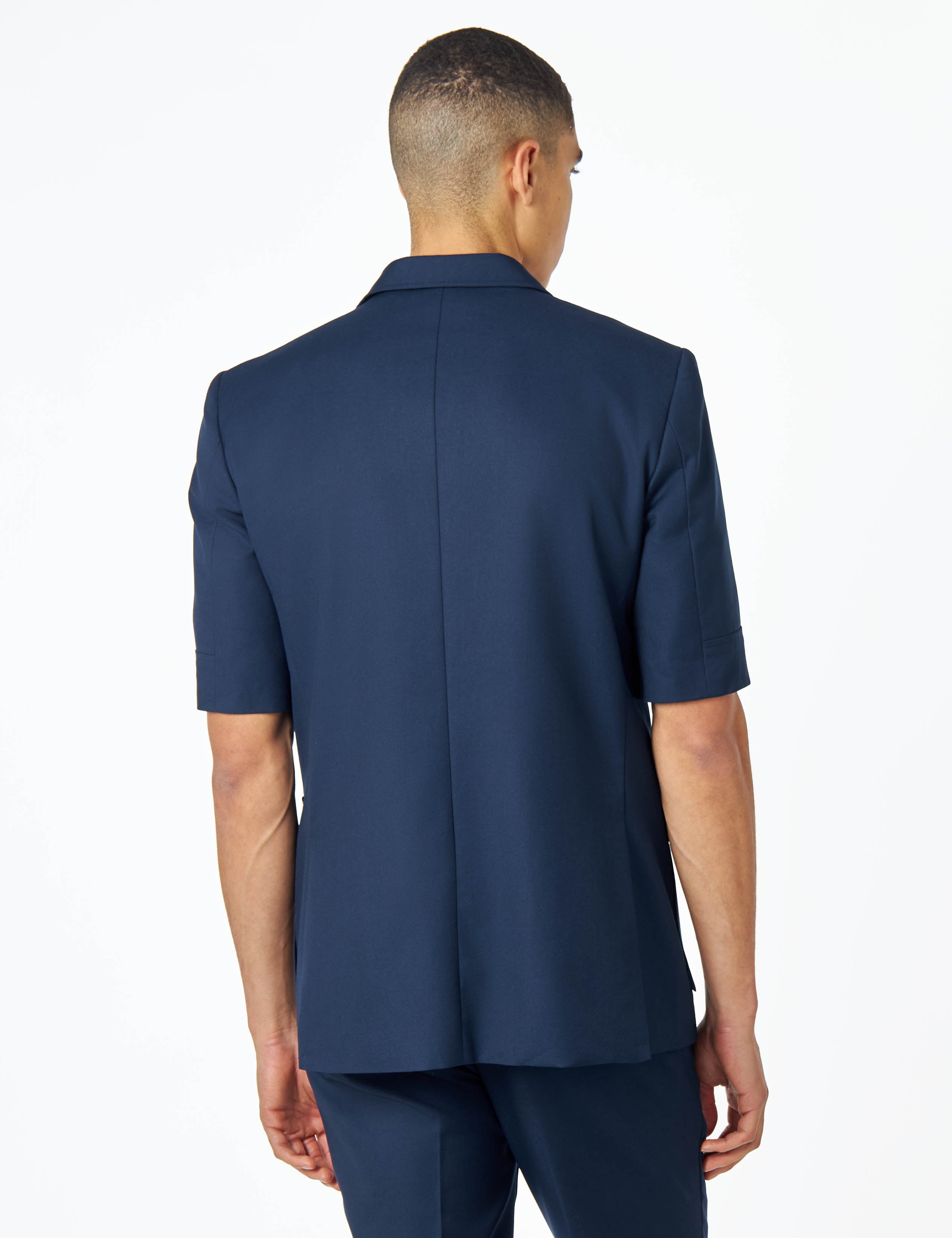 CLASSIC NAVY BLUE SAFARI SUIT JACKET SHORT SLEEVE