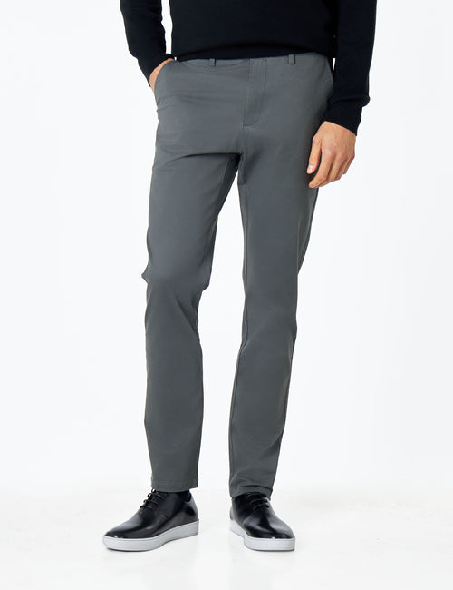 CHARCOAL GREY MENS STRETCH COTTON SMART CHINOS