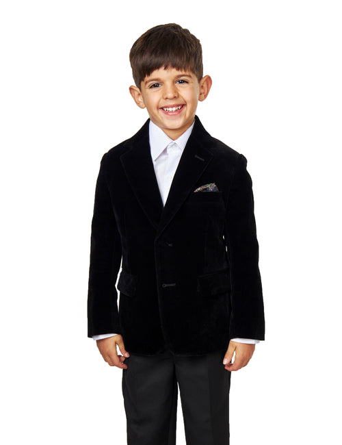 GARY - KIDS BLACK VELVET BLAZER