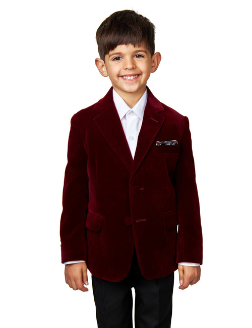 GARY - BOYS MAROON VELVET BLAZER