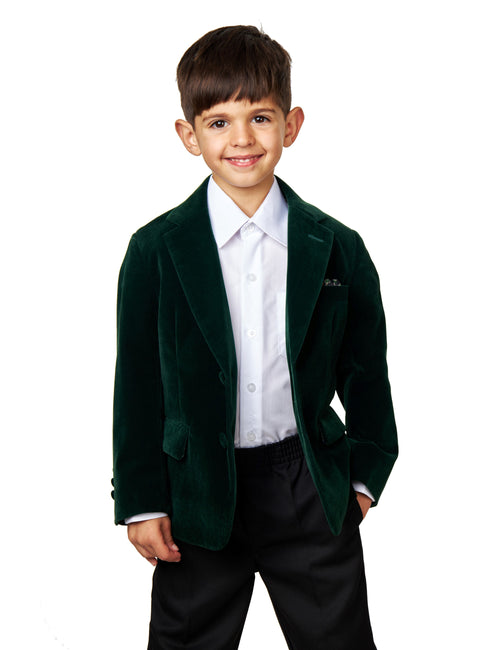 GARY - KIDS GREEN VELVET BLAZER