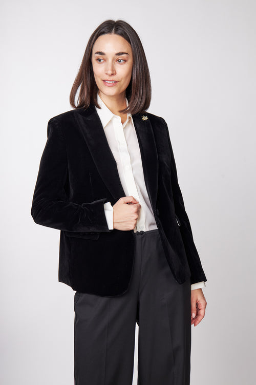 STELLA – DAMEN-BLAZER AUS SCHWARZEM SAMT