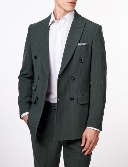 WILLIAM – GREEN DOUBLE BREASTED PINSTRIPE  JACKET