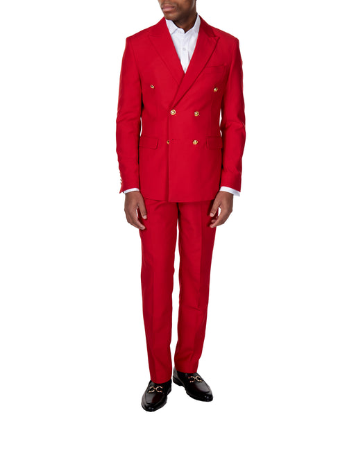 RED DOUBLE BREASTED GOLD BUTTON SUIT