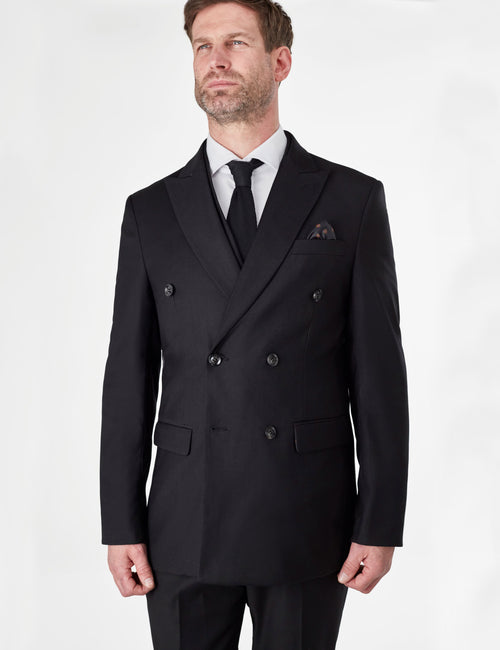 GRAHAM BLACK DOUBLE BREASTED  JACKET & WAISTCOAT