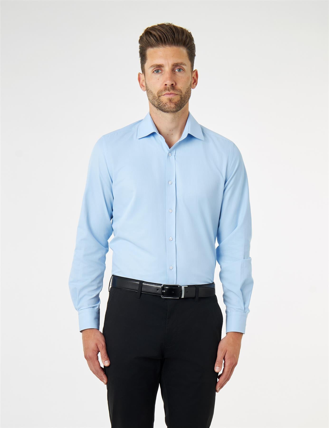 CLASSIC BLUE SINGLE CUFF TAILORED FIT SHIRT