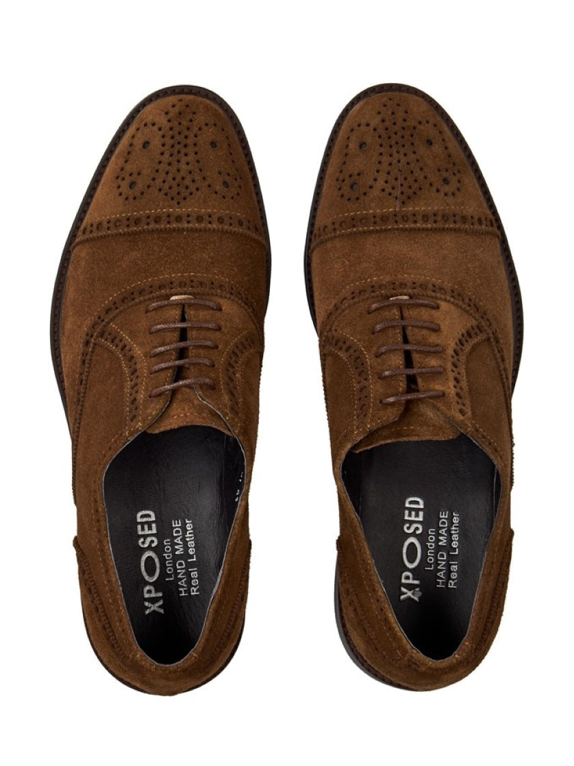 BROWN SUEDE LEATHER BROGUE SHOES