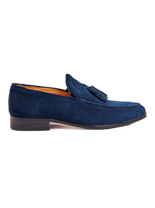 BLAUE WILDLEDER-LOAFERS MIT QUASTEN