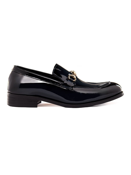 BLAUE LOAFERS AUS LACKLEDER MIT GOLDSCHNALLE