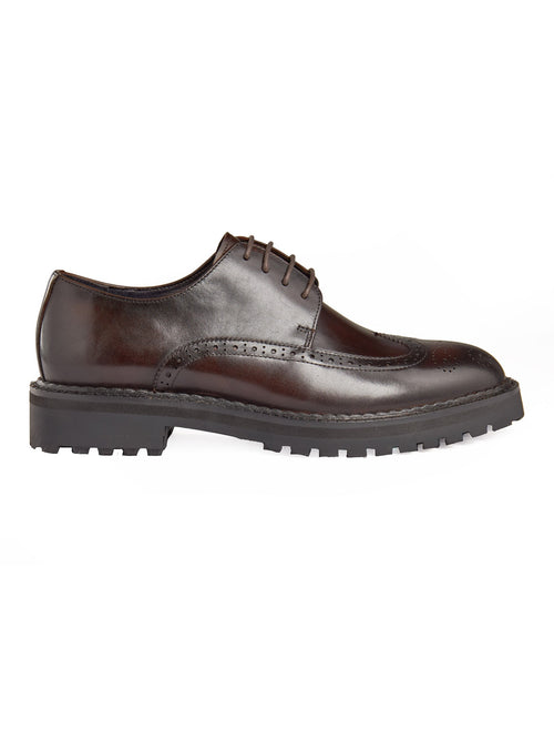 BRAUNE SEMI-BROGUE-DERBY-SCHUHE