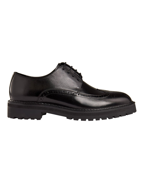 SCHWARZE SEMI-BROGUE-DERBY-SCHUHE