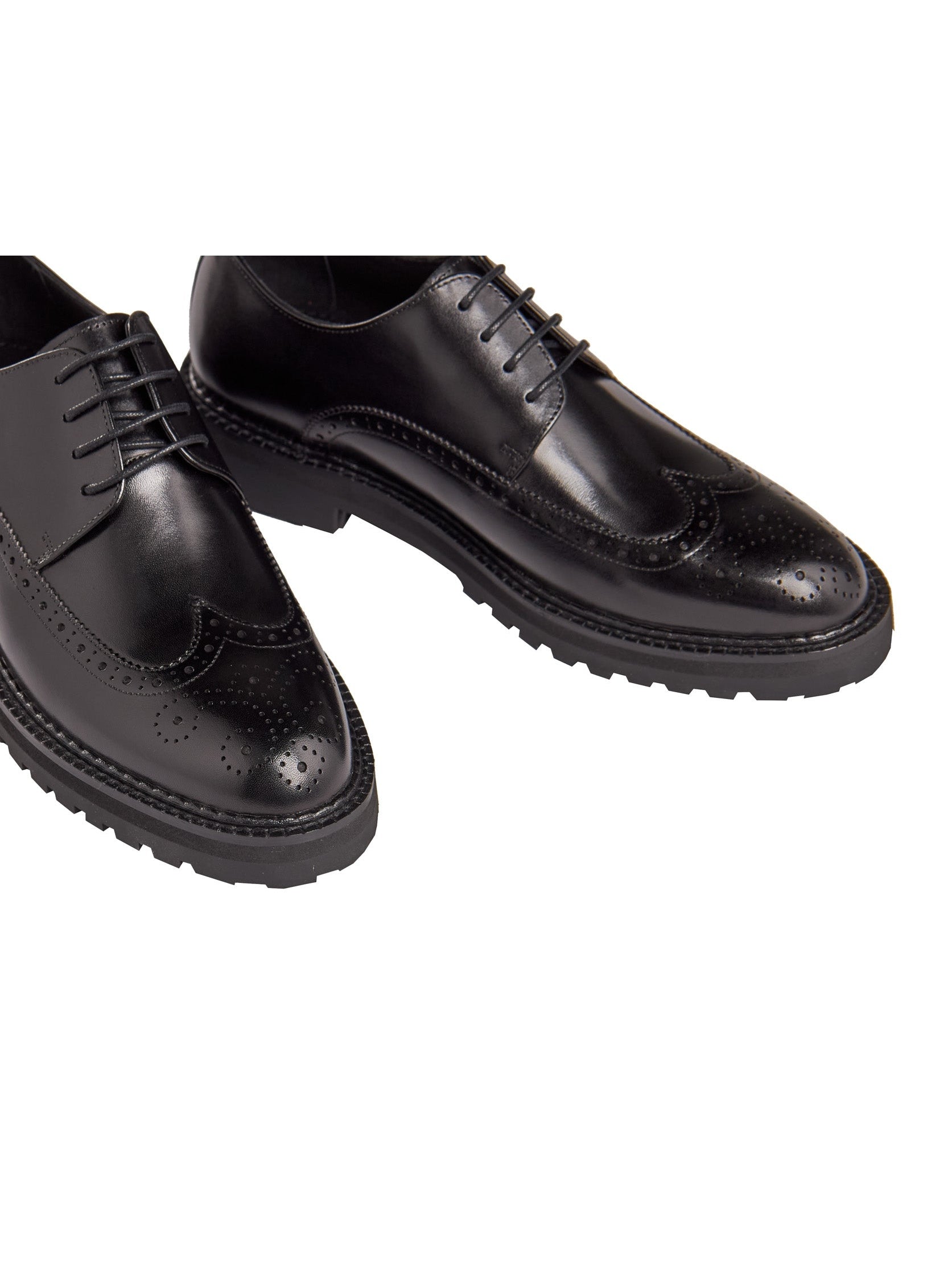 BLACK SEMI BROGUE DERBY SHOES