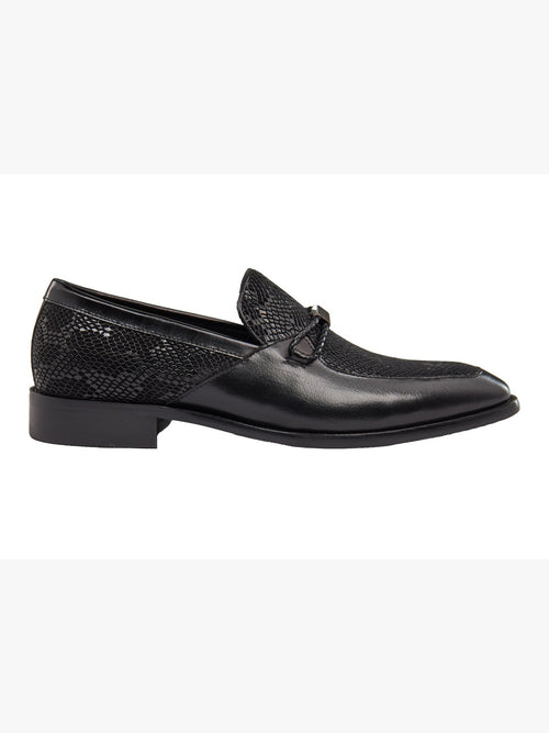 SCHWARZE LEDER-LOAFERS MIT DRUCK