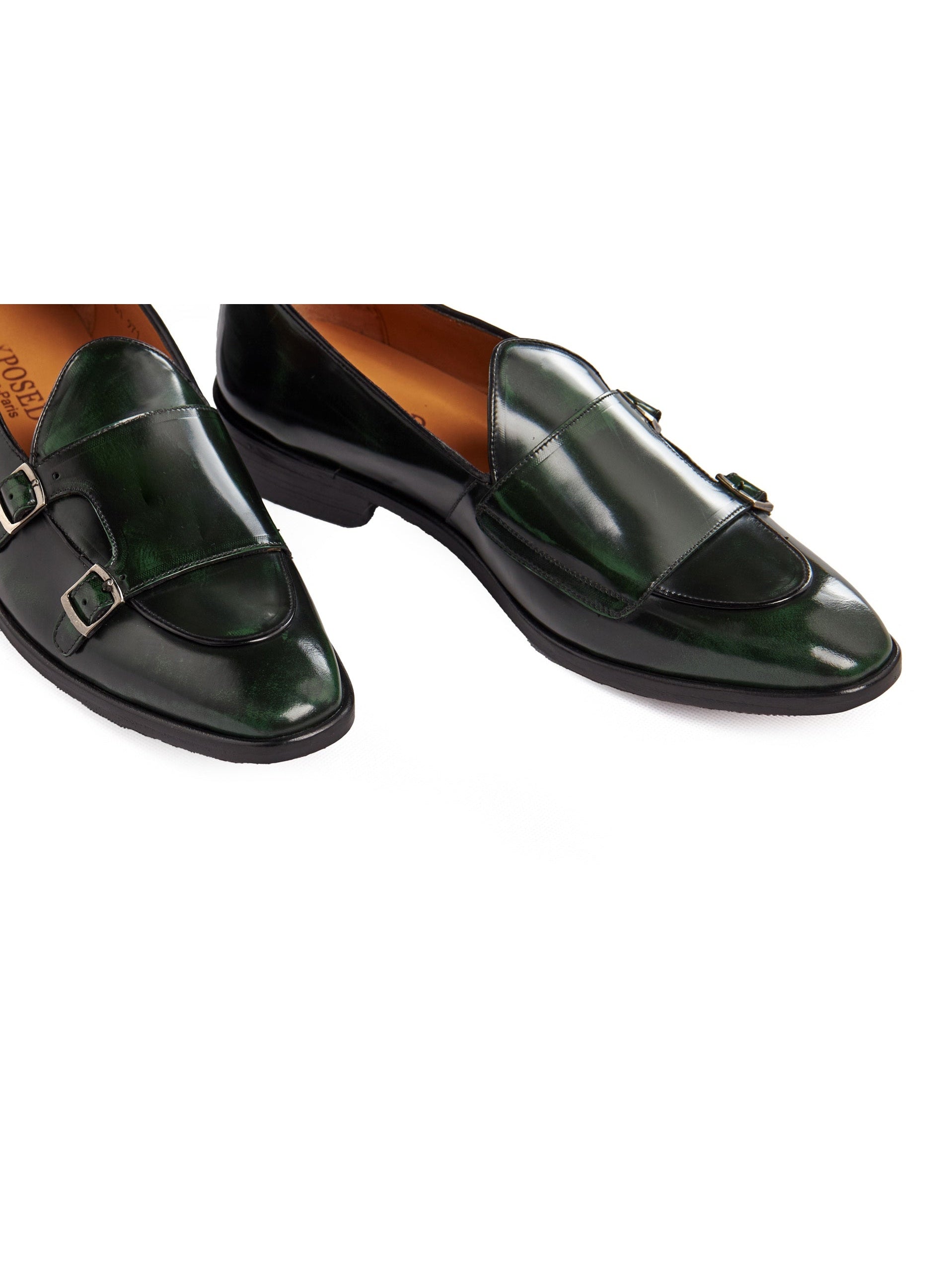 GREEN PATENT LEATHER DOUBLE MONK SHOES