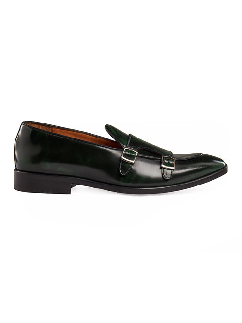 GREEN PATENT LEATHER DOUBLE MONK SHOES