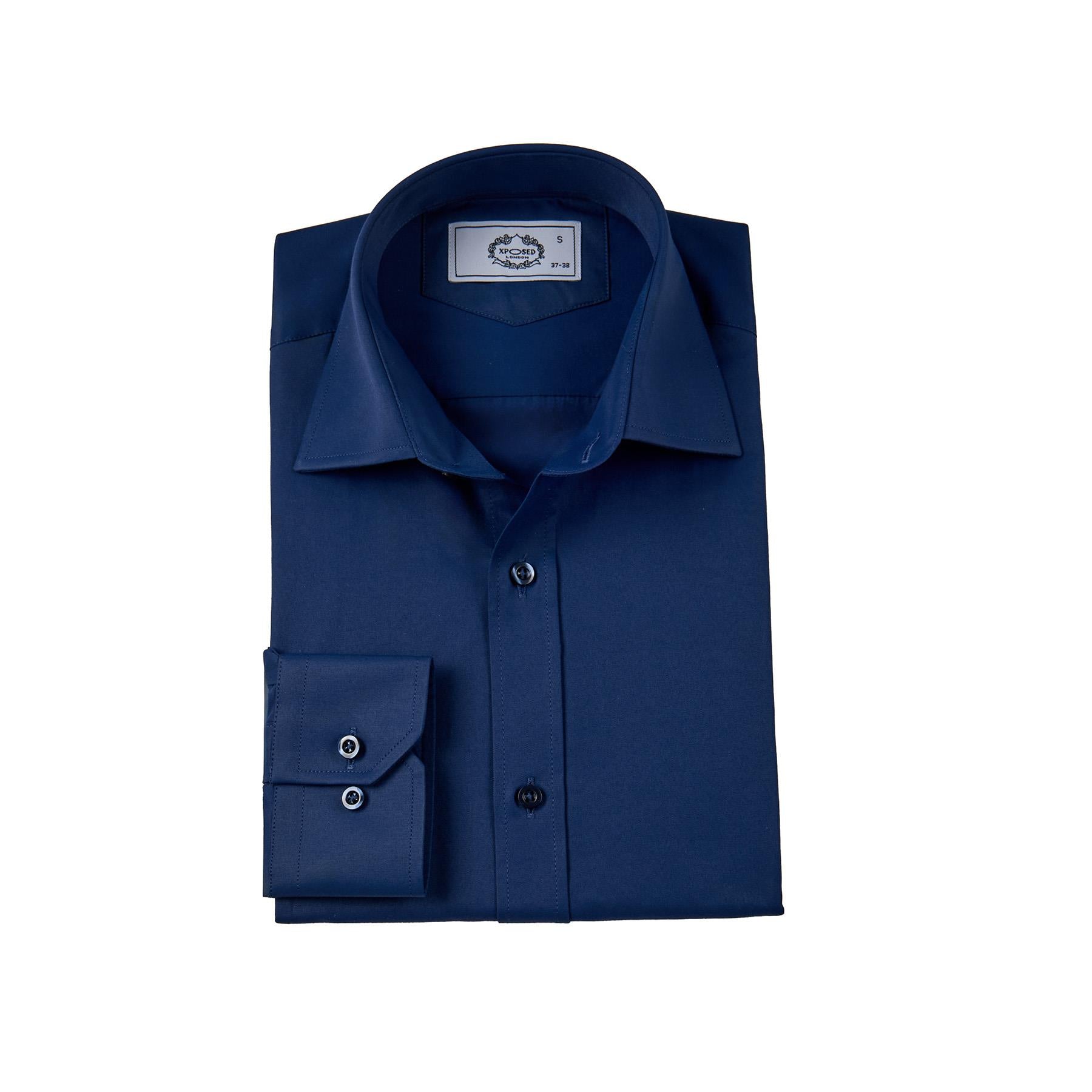 CLASSIC NAVY SINGLE CUFF TAILORED FIT SHIRT