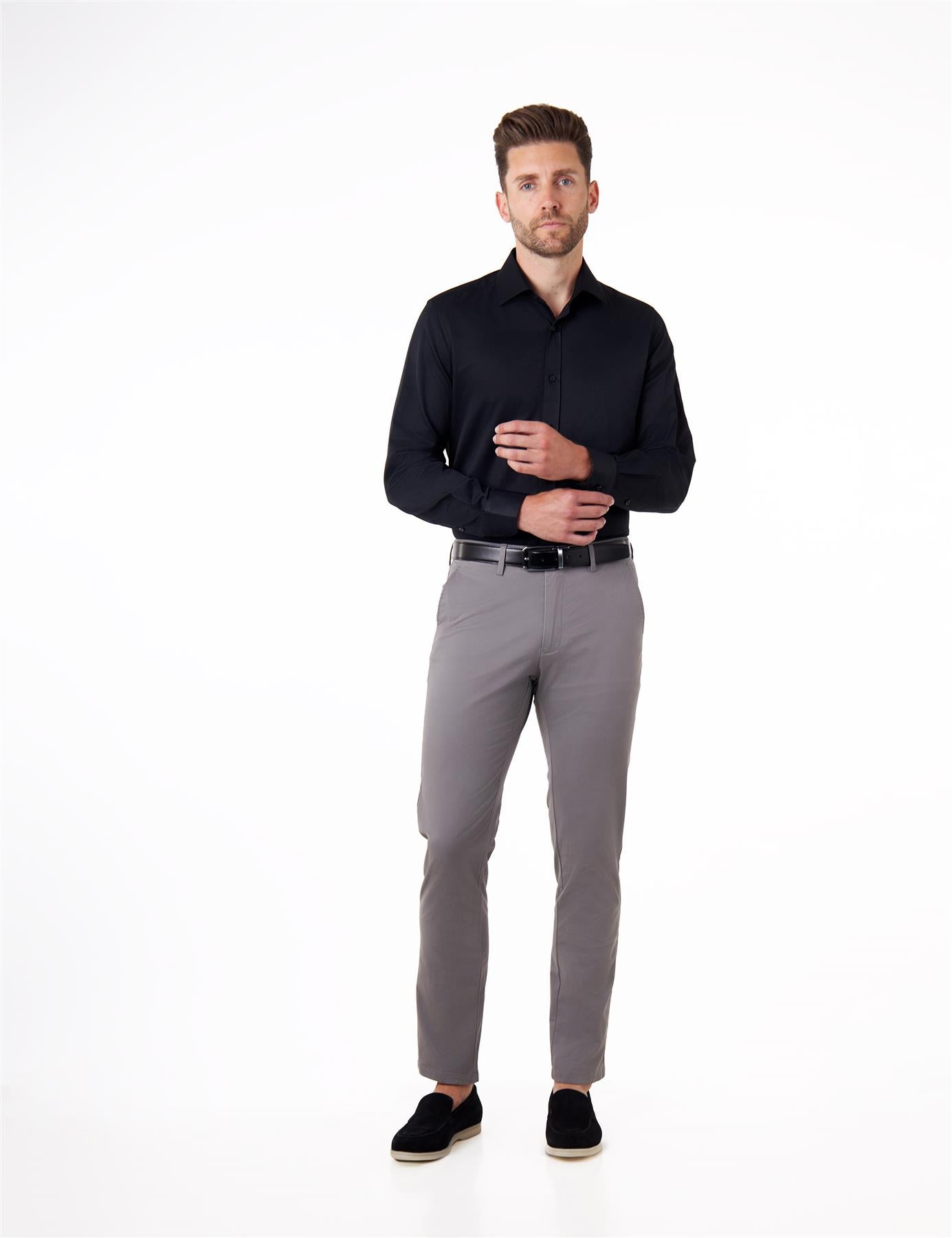 CLASSIC BLACK SINGLE CUFF TAILORED FIT SHIRT