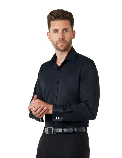 CLASSIC BLACK DOUBLE CUFF TAILORED FIT SHIRT