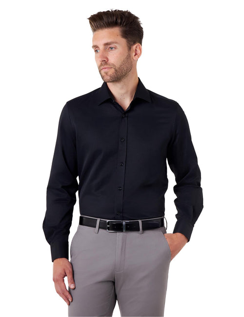 CLASSIC BLACK SINGLE CUFF TAILORED FIT SHIRT