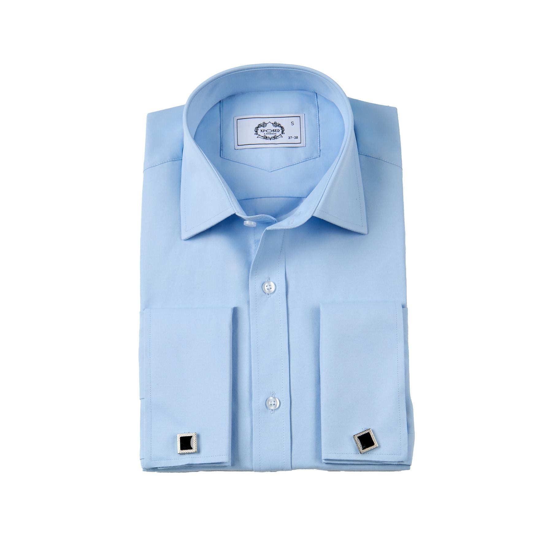 CLASSIC BLUE DOUBLE CUFF TAILORED FIT SHIRT