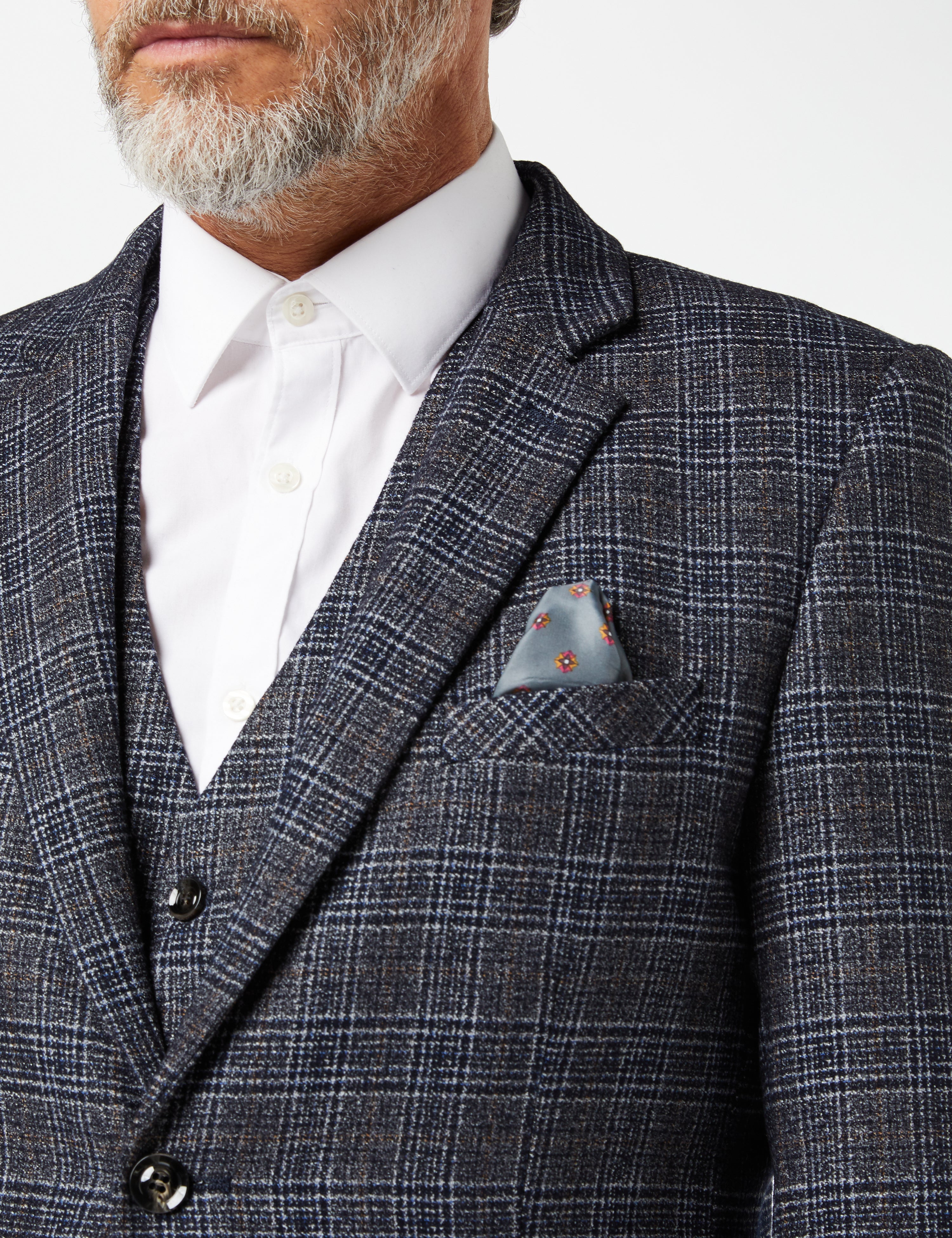 GREY TWEED CHECK JACKET & WAISTCOAT