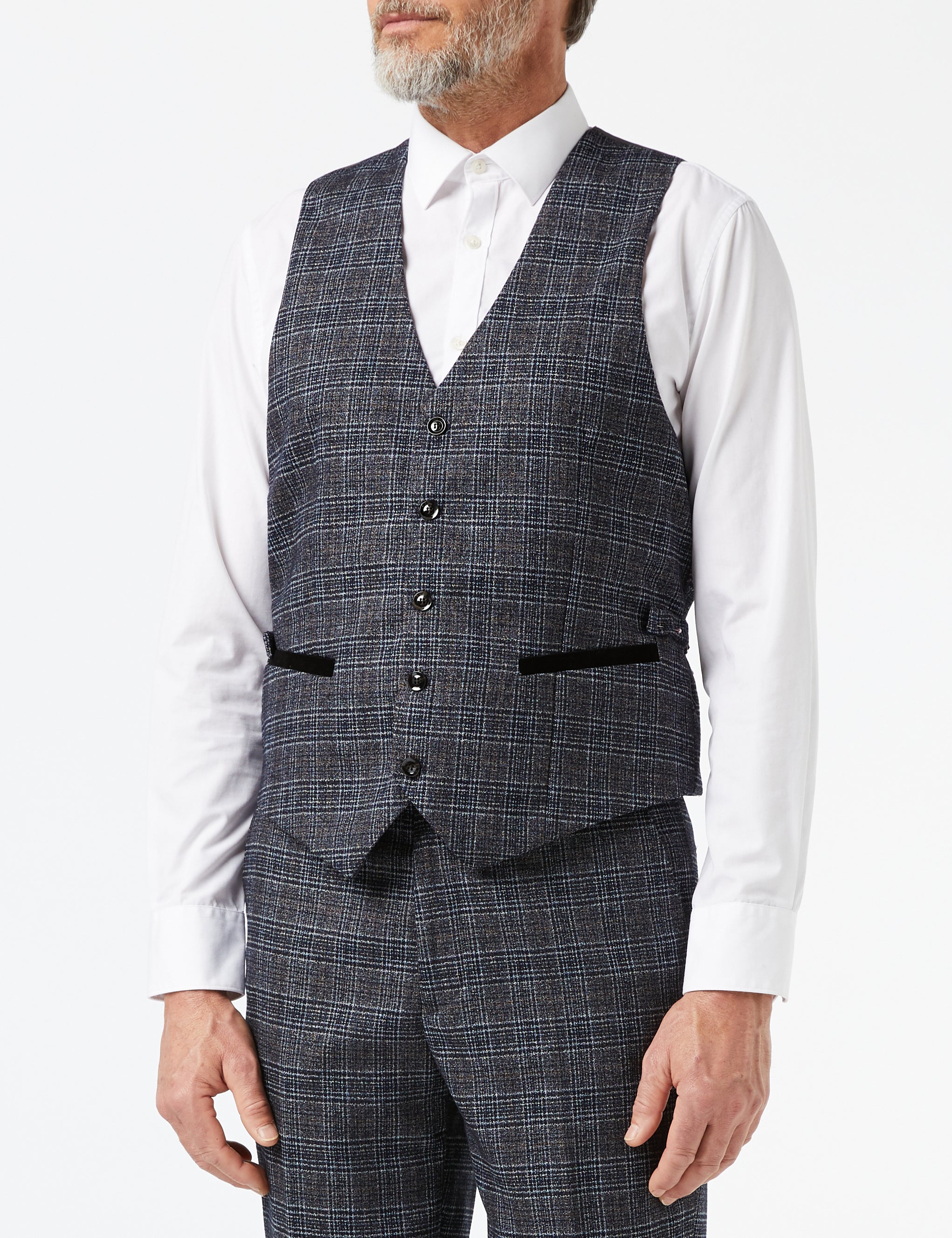 GREY TWEED CHECK JACKET & WAISTCOAT