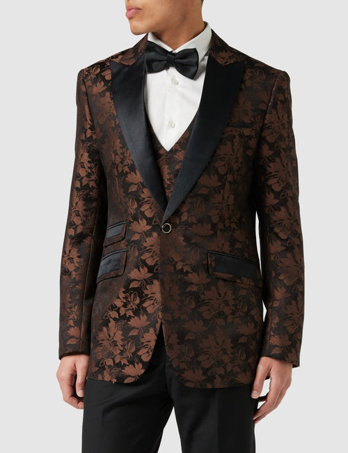 BROWN GROOMS WEDDING JACKET & WAISTCOAT