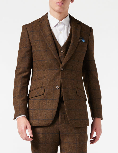 TAN TWEED NAVY CHECK JACKET