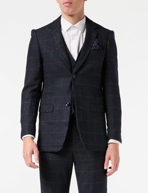 TWEED NAVY CHECK JACKET