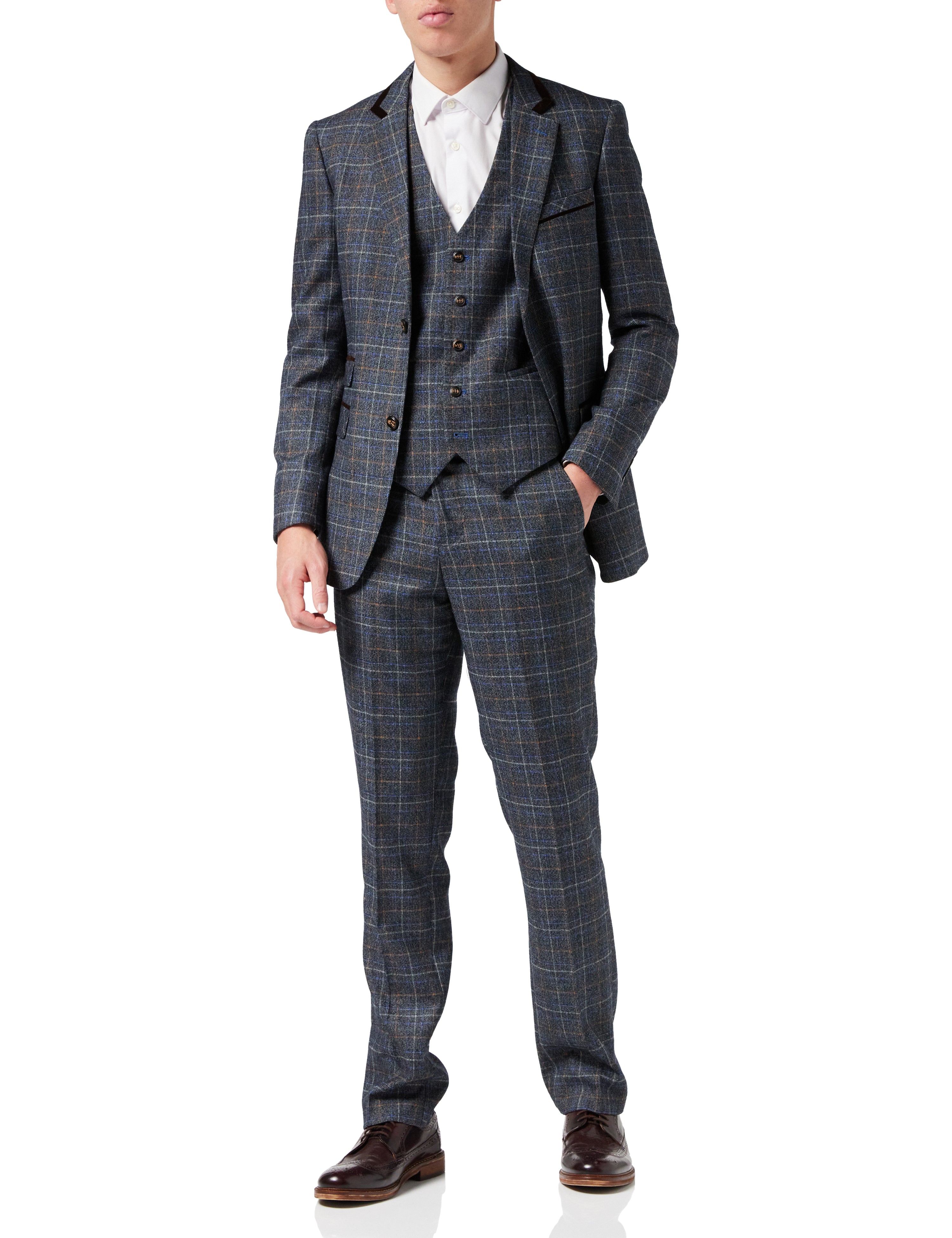 HUGO - GREY TWEED CHECK JACKET & WAISTCOAT