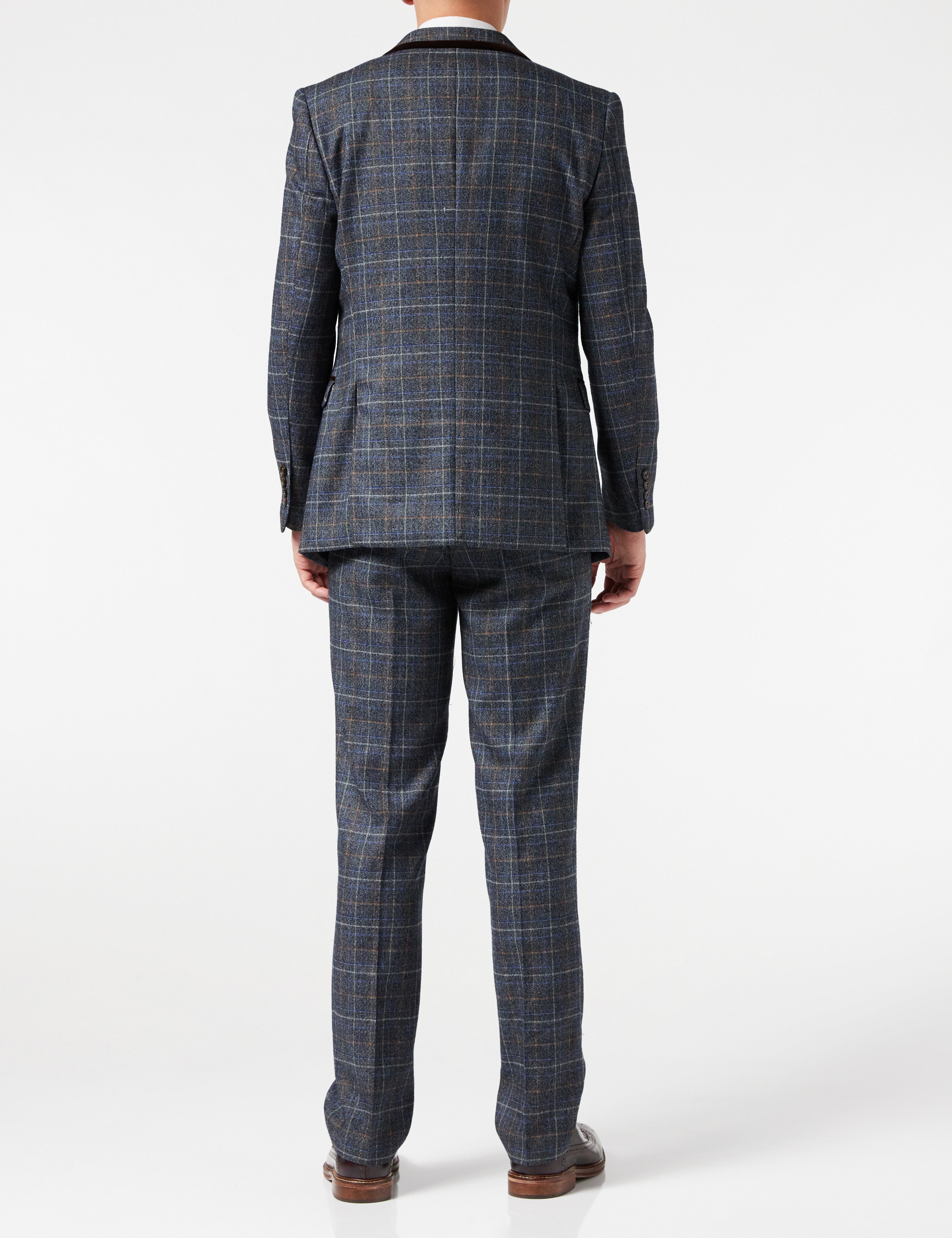 HUGO - GREY TWEED CHECK JACKET & WAISTCOAT