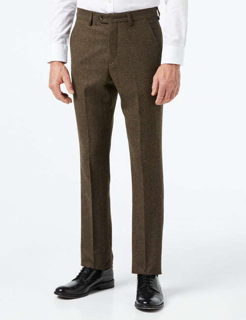 JAX – BRAUNE FISCHGRÄTEN-TWEED-HOSE