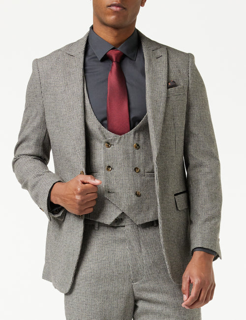 HERVE – VESTE EN TWEED PIED-DE-POULE GRIS