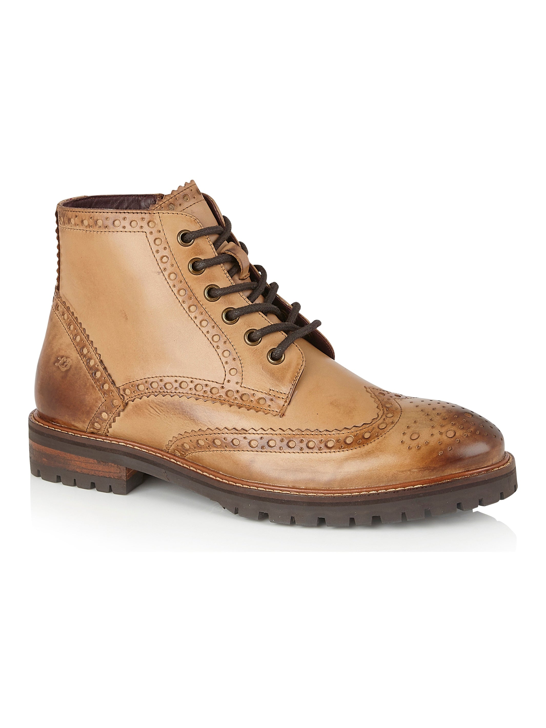 LACE UP DERBY BROGUE BOOTS IN TAN