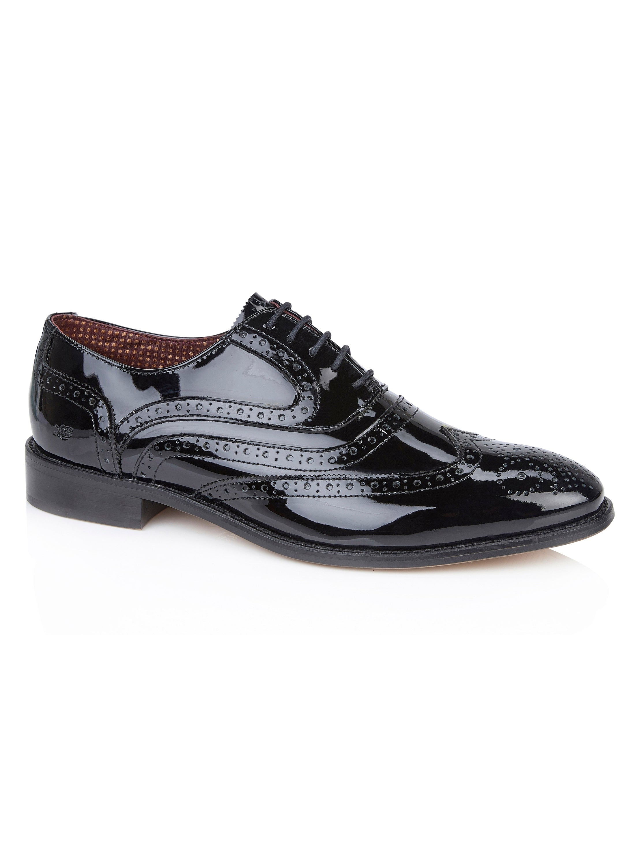 PATENT LEATHER OXFORD BROGUE - BLACK