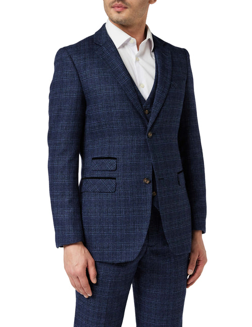 ABEL- NAVY TWEED CHECK JACKET & WAISTCOAT