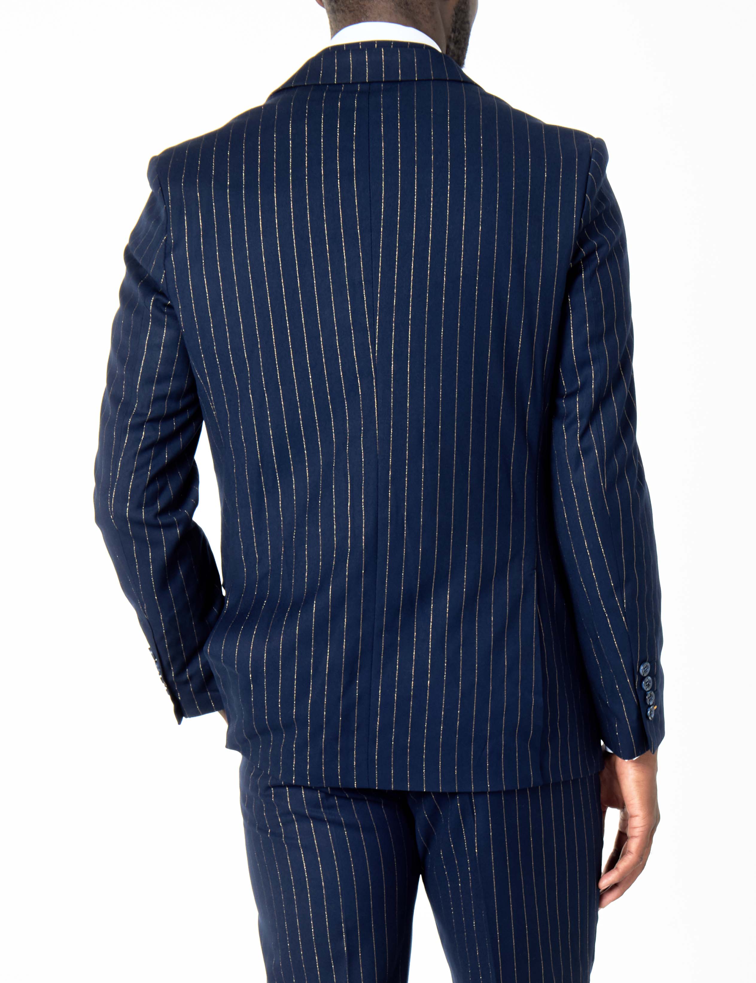 NEIL - NAVY DOUBLE BREASTED GOLD PINSTRIPE JACKET