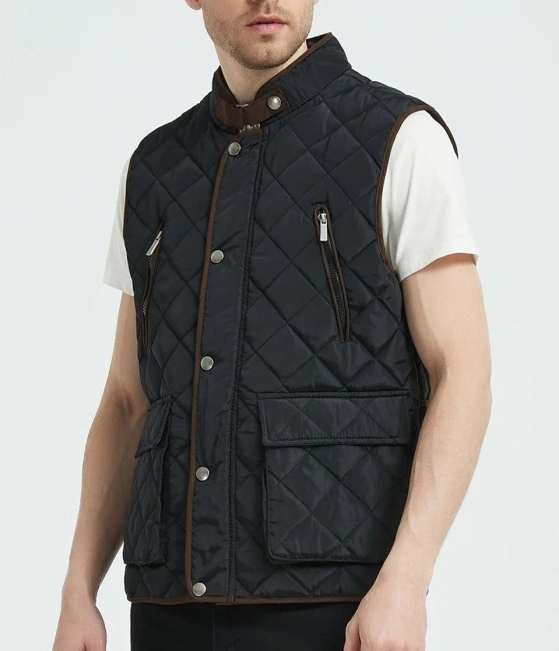 Classic Quilt Gilet with Trims in Black – XPOSED