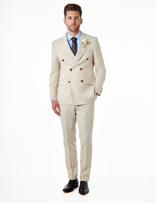 CALIX – Cream Herringbone Double Breasted Tailored Suit