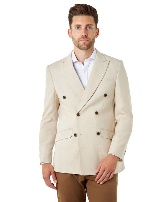 CALIX – Ivory Herringbone Tailored Double Breasted Blazer