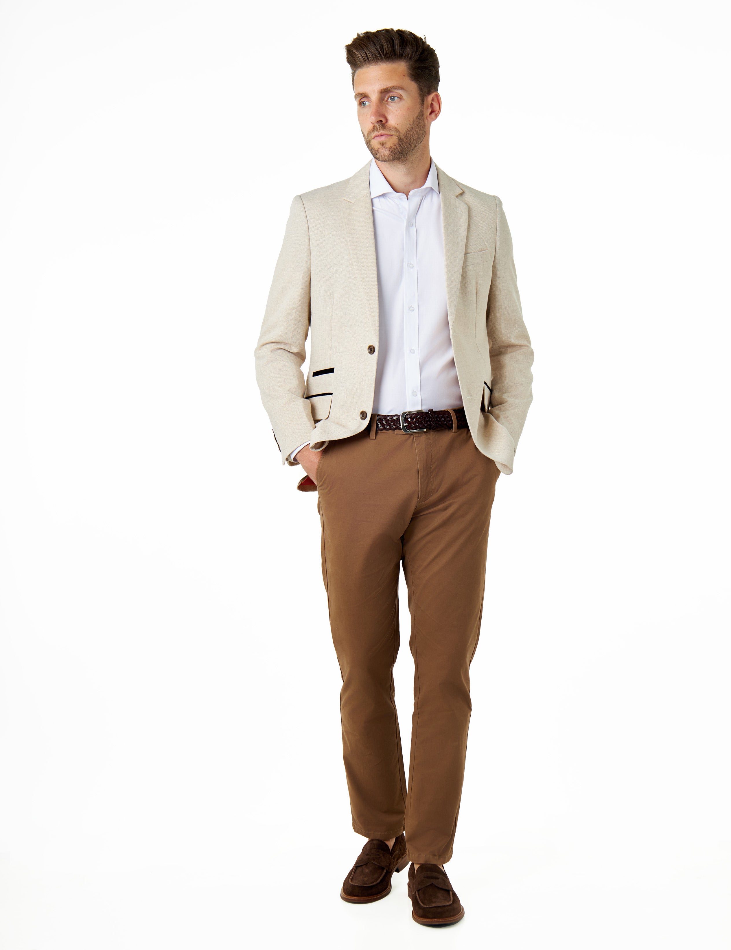 CALIX – Cream Wool Mix Herringbone Tailored Blazer