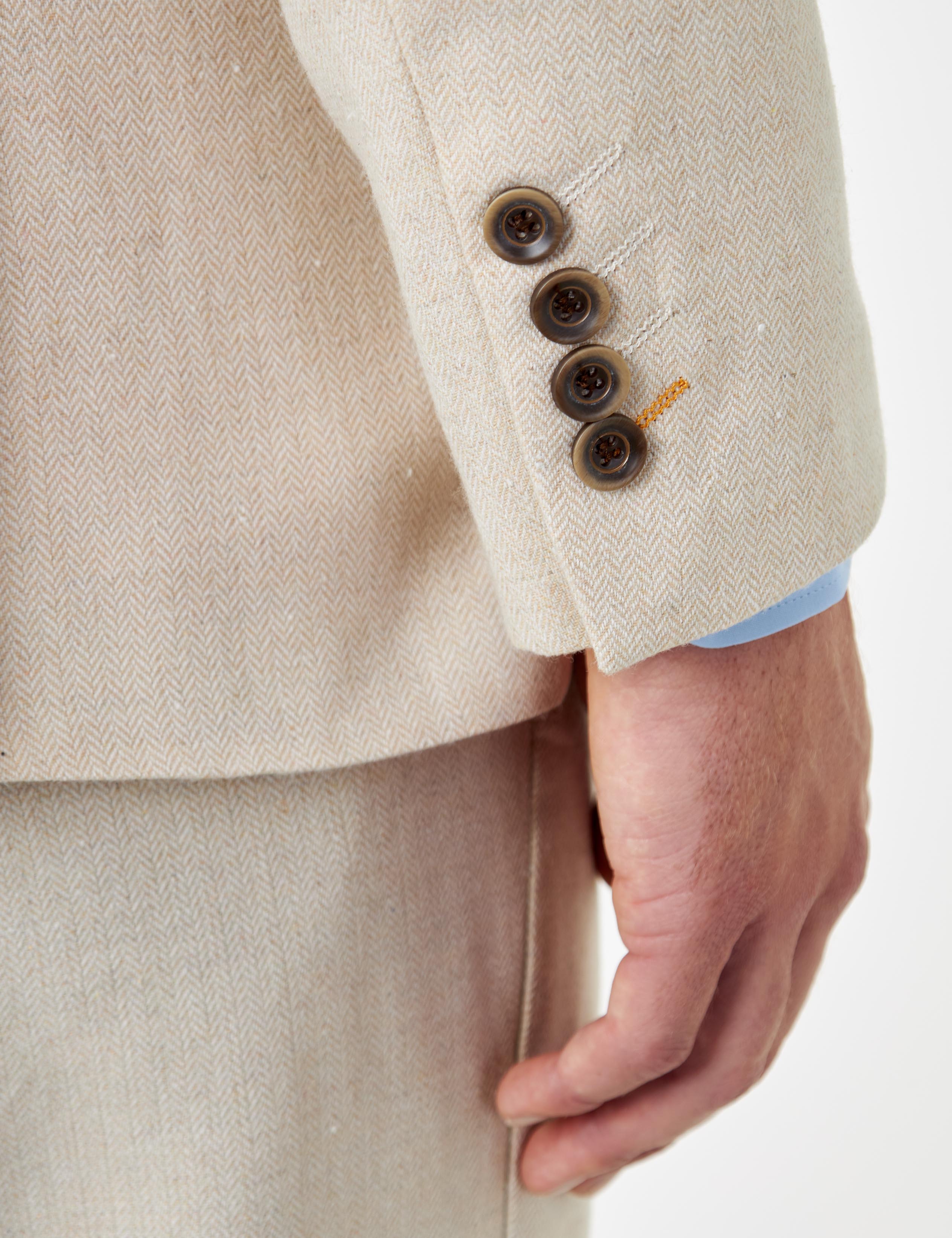 CALIX – Cream Wool Mix Herringbone Tailored Blazer