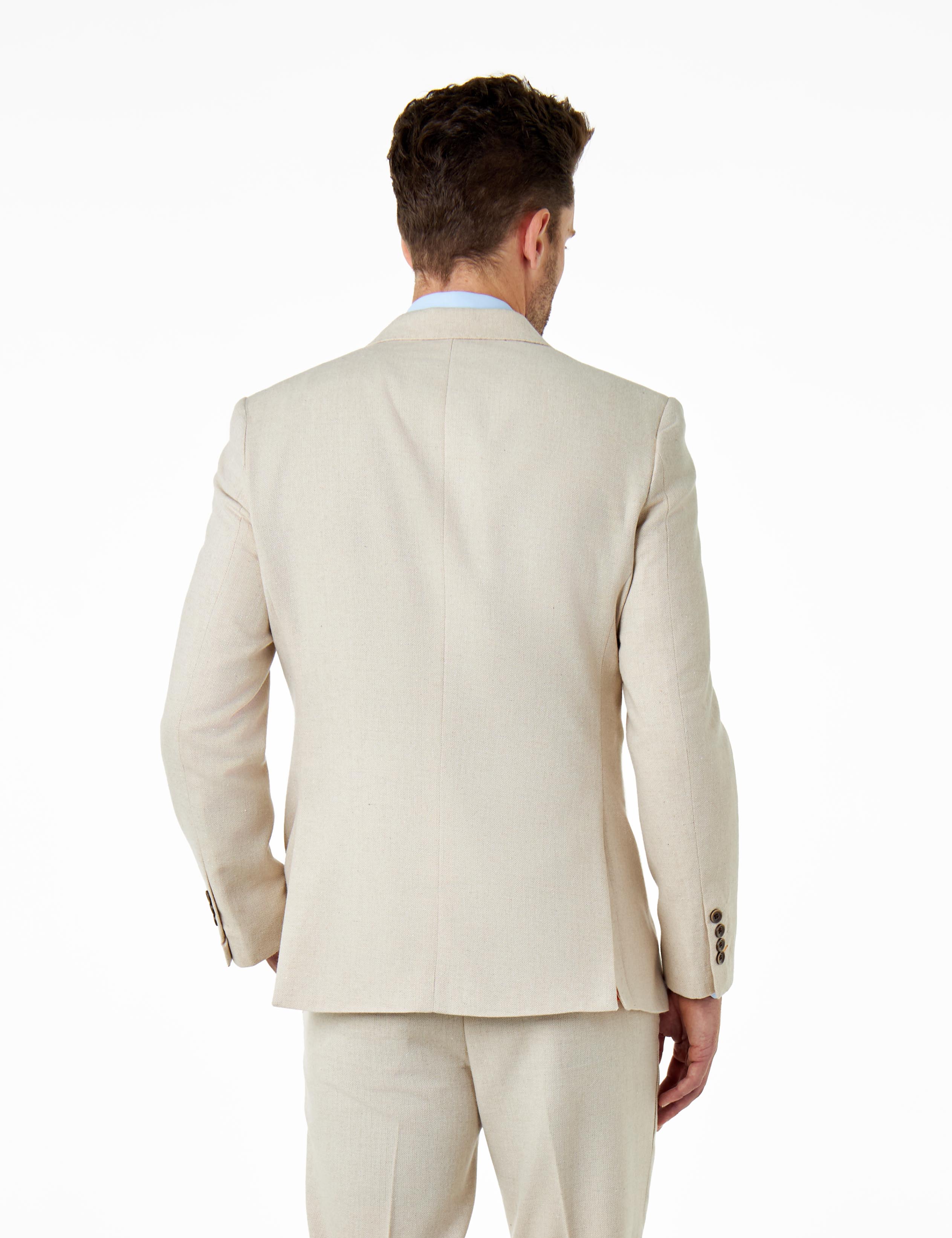 CALIX – Cream Wool Mix Herringbone Tailored Blazer