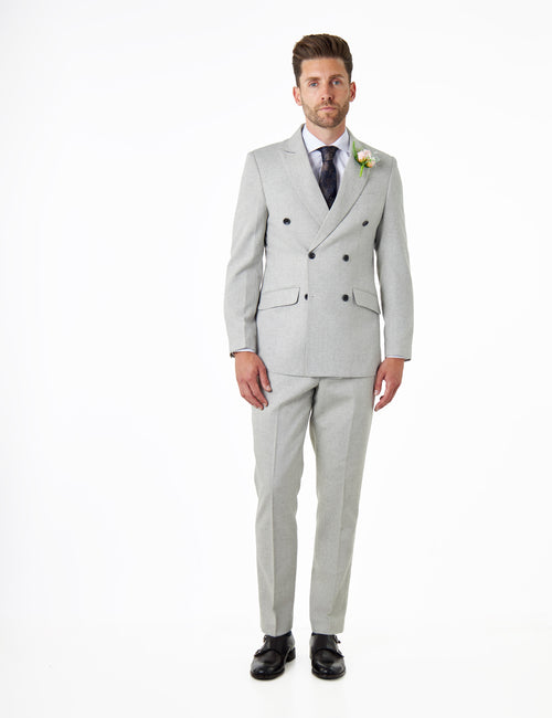 CALIX – Grey Herringbone Double Breasted Tailored Suit