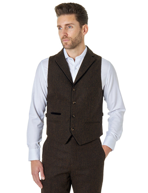 Dane Brown Tweed Gilet avec Cols