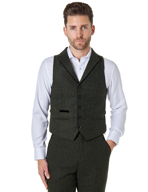 Gilet Col Tweed Vert Dane