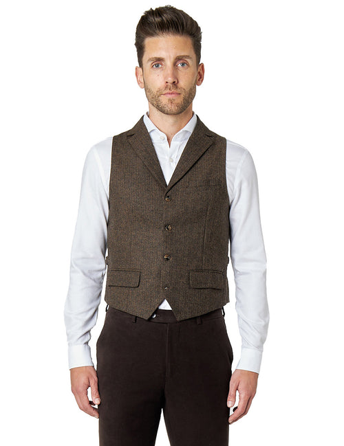 JAX - GILET EN TWEED À CHEVRONS MARRON