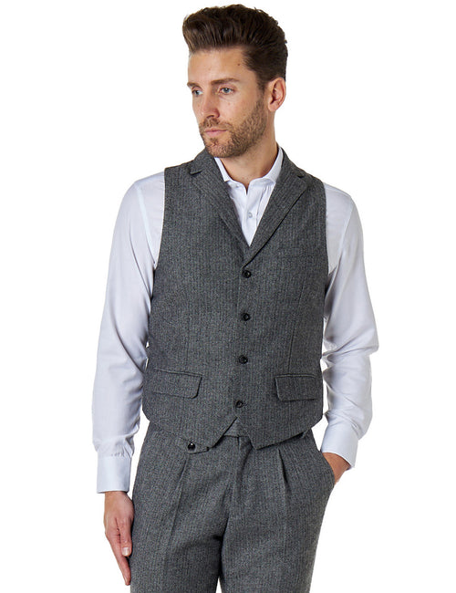 JAX - GILET EN TWEED À CHEVRONS GRIS