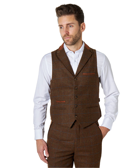 GILET MARRON COL EN TWEED VITORI