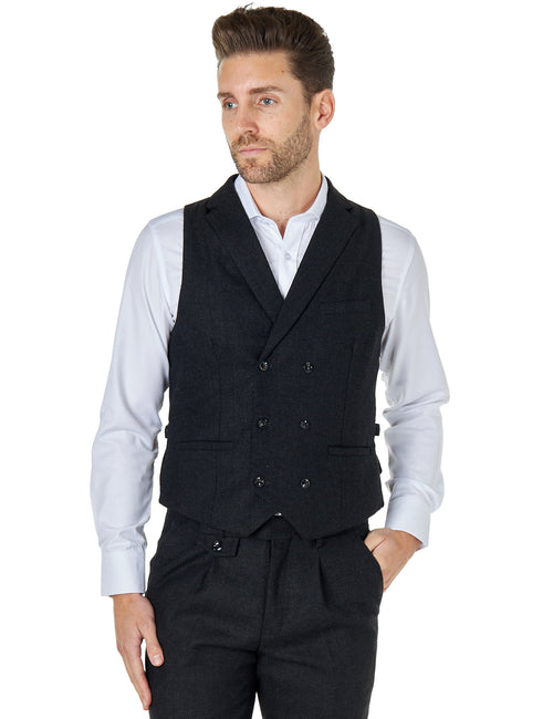 TYLER - GILET DOUBLE BOUTONNAGE EN TWEED À CHEVRONS